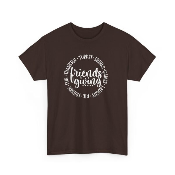 Unisex t-shirt from Twisted Angell with the sarcastic phrase “Friendsgiving” printed on the front.