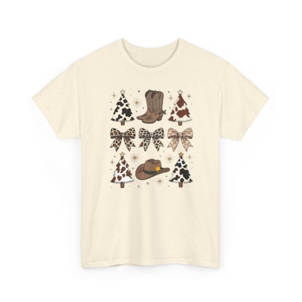 Unisex t-shirt from Twisted Angell with the sarcastic phrase “Country Christmas Boots, Bows, Hat, Trees” printed on the front.