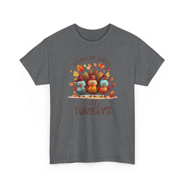 Unisex t-shirt from Twisted Angell with the sarcastic phrase “I Teach The Cutest Little Turkeys” printed on the front.