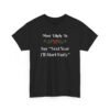 Unisex t-shirt from Twisted Angell with the sarcastic phrase “Most Likely to Say 'Next Year I'll Start Early” printed on the front.