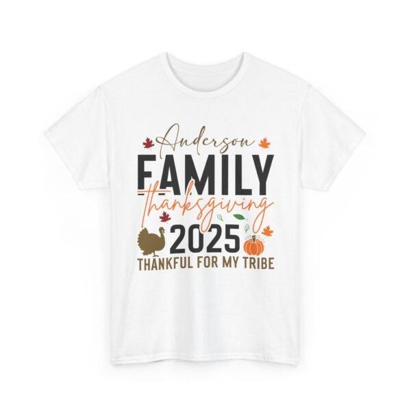 4079420560860969119_2048-1.jpeg Sarcastic apparel design from Twisted Angell with the phrase “Personalized Family Thanksgiving Thankful For My Tribe Tee 2025” printed on the front.