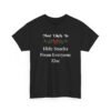 Unisex t-shirt from Twisted Angell with the sarcastic phrase “Most Likely To Hide Snacks From Everyone Else” printed on the front.