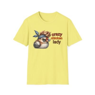 Unisex t-shirt from Twisted Angell with the sarcastic phrase “Crazy Chicken Lady” printed on the front.