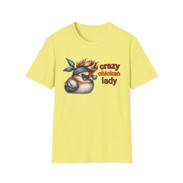Unisex t-shirt from Twisted Angell with the sarcastic phrase “Crazy Chicken Lady” printed on the front.