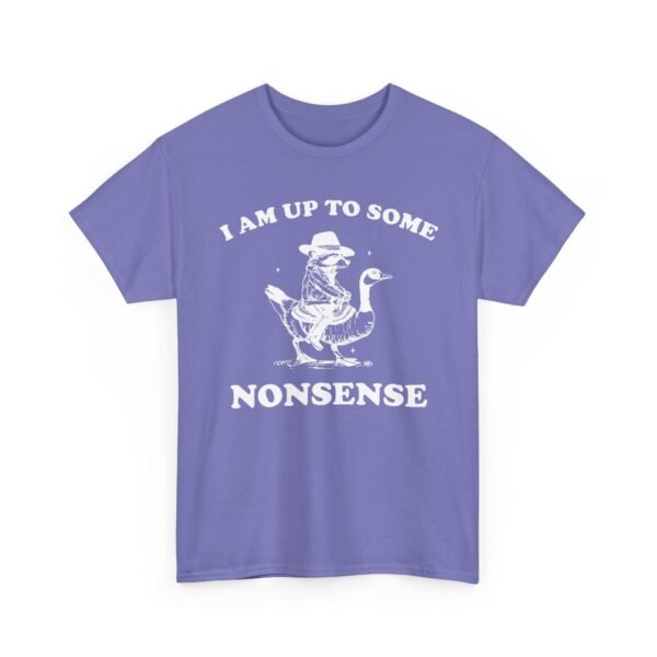 Unisex t-shirt from Twisted Angell with the sarcastic phrase “I Am Up To Some Nonsense - Raccoon Goose” printed on the front.