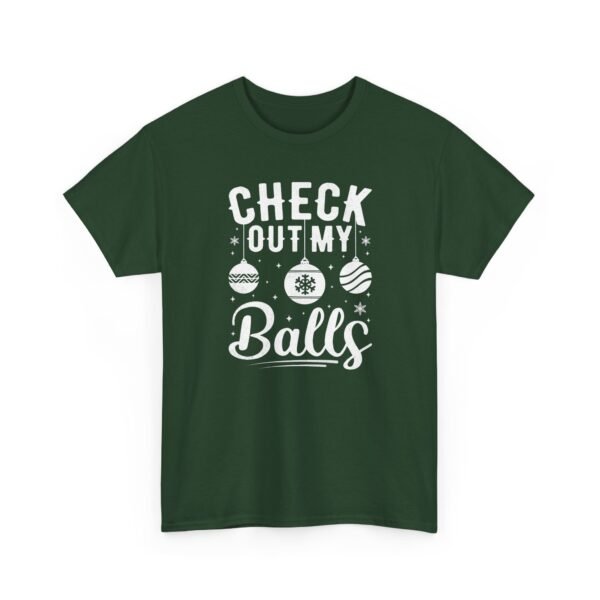 Unisex t-shirt from Twisted Angell with the sarcastic phrase “Check Out My Balls” printed on the front.
