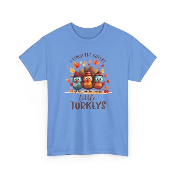 Unisex t-shirt from Twisted Angell with the sarcastic phrase “I Teach The Cutest Little Turkeys” printed on the front.