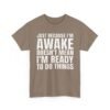 Unisex t-shirt from Twisted Angell with the sarcastic phrase “Just Because I'm Awake Doesn't Mean I'm Ready To Do Things” printed on the front.