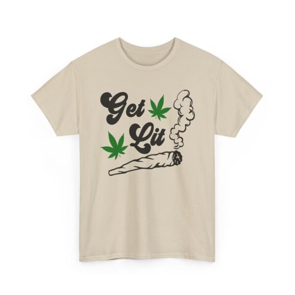 Unisex t-shirt from Twisted Angell with the sarcastic phrase “Get Lit” printed on the front.