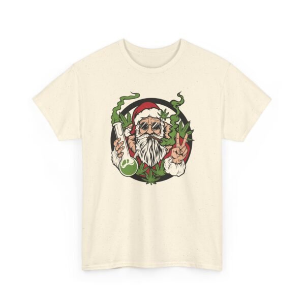 Unisex t-shirt from Twisted Angell with the sarcastic phrase “Santa's Hippie Bong Blunt Peace” printed on the front.