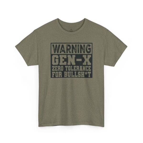 4594858314320971933_2048.jpeg Unisex t-shirt from Twisted Angell with the sarcastic phrase “Gen-X Warning - Zero Tolerance for Bullsh*t” printed on the front.