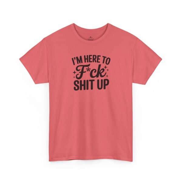Unisex t-shirt from Twisted Angell with the sarcastic phrase “I'm Here to F*ck Shit Up” printed on the front.