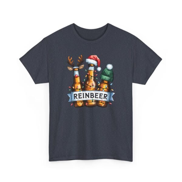 Unisex t-shirt from Twisted Angell with the sarcastic phrase “Reinbeer” printed on the front.