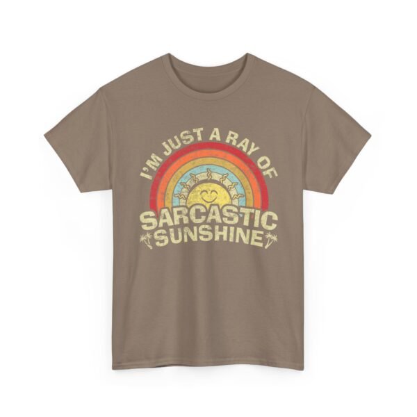 Unisex t-shirt from Twisted Angell with the sarcastic phrase “I'm Just A Ray Of Sarcastic Sunshine” printed on the front.