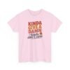 Unisex t-shirt from Twisted Angell with the sarcastic phrase “Kinda Give a Damn, Kinda Don't Care” printed on the front.