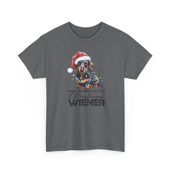 Unisex t-shirt from Twisted Angell with the sarcastic phrase “Everyone Needs A Little Christmas Wiener” printed on the front.