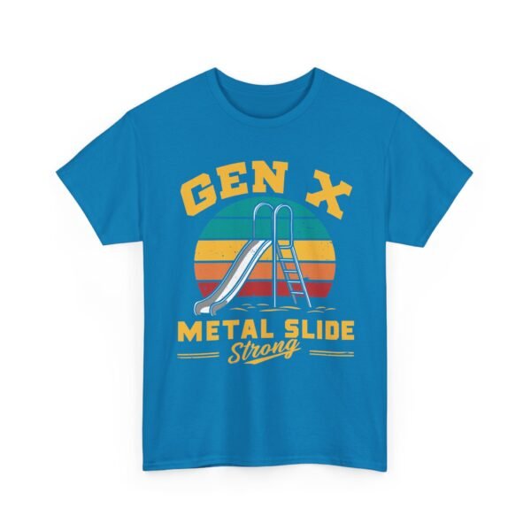 Unisex t-shirt from Twisted Angell with the sarcastic phrase “Gen X Metal Slide Strong” printed on the front.