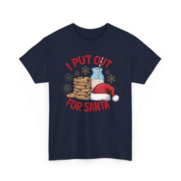 Unisex t-shirt from Twisted Angell with the sarcastic phrase “I Put Out for Santa” printed on the front.