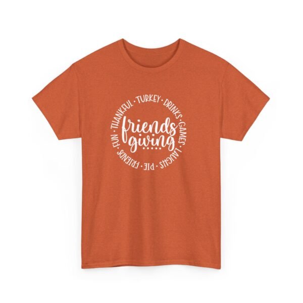 Unisex t-shirt from Twisted Angell with the sarcastic phrase “Friendsgiving” printed on the front.