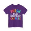 5065615971260228252_2048.jpeg Unisex t-shirt from Twisted Angell with the sarcastic phrase “Fresh Outta Schedule Changes” printed on the front.