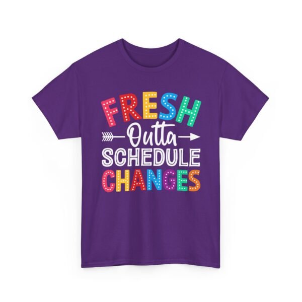 5065615971260228252_2048.jpeg Unisex t-shirt from Twisted Angell with the sarcastic phrase “Fresh Outta Schedule Changes” printed on the front.