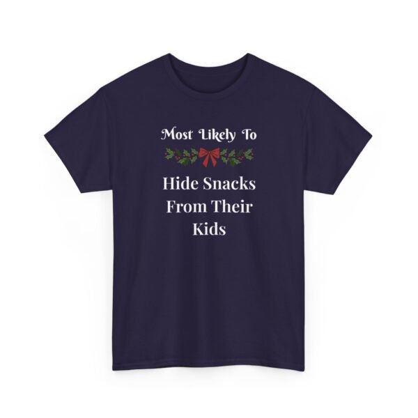 5094780886869202332_2048.jpeg Unisex t-shirt from Twisted Angell with the sarcastic phrase “Most Likely To Hide Snacks From Their Kids” printed on the front.