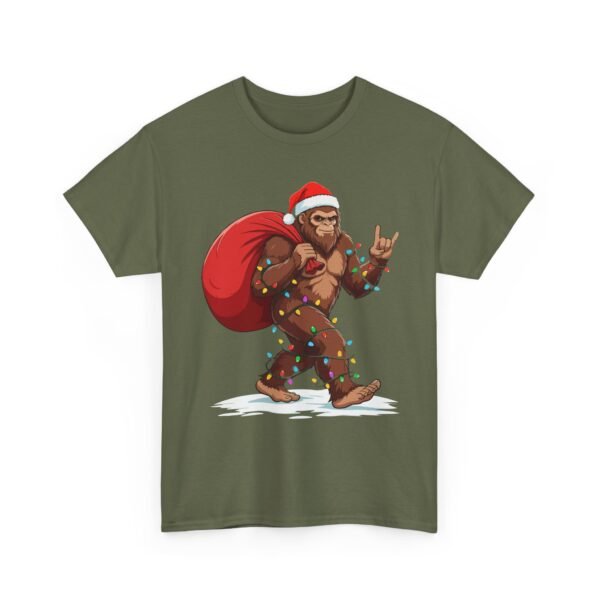 Unisex t-shirt from Twisted Angell with the sarcastic phrase “Holiday Bigfoot” printed on the front.