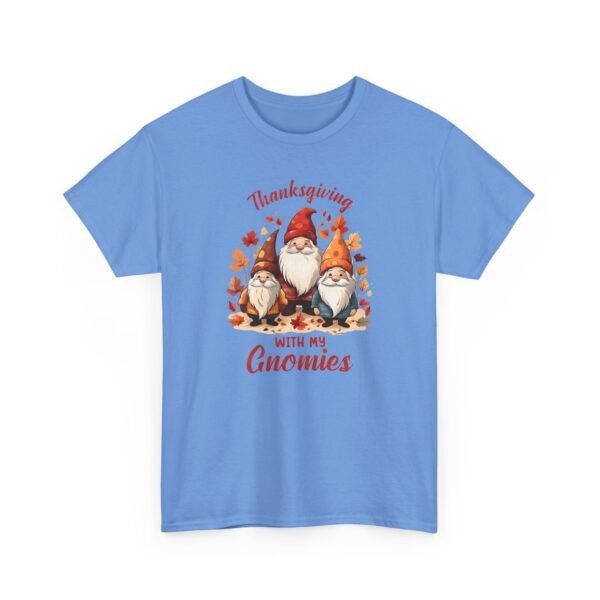 Unisex t-shirt from Twisted Angell with the sarcastic phrase “Thanksgiving With My Gnomies” printed on the front.