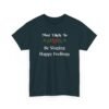 Unisex t-shirt from Twisted Angell with the sarcastic phrase “Most Likely To Be Singing Happy Feelings” printed on the front.