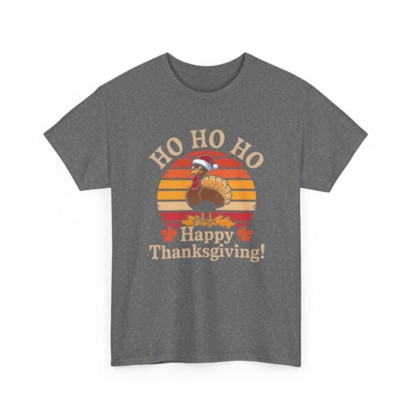 Unisex t-shirt from Twisted Angell with the sarcastic phrase “Ho Ho Ho Happy Thanksgiving” printed on the front.