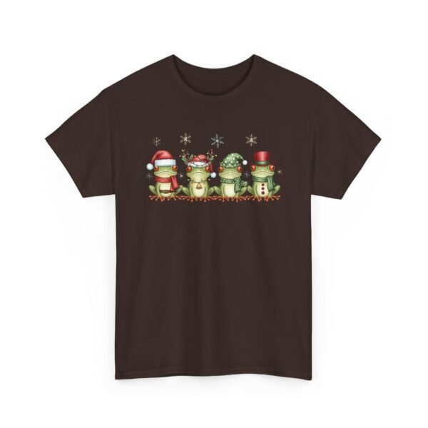 Unisex t-shirt from Twisted Angell with the sarcastic phrase “Festive Frogs” printed on the front.