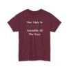 Unisex t-shirt from Twisted Angell with the sarcastic phrase “Most Likely To Assemble All The Toys” printed on the front.