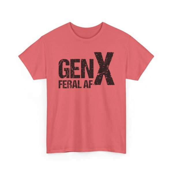 Unisex t-shirt from Twisted Angell with the sarcastic phrase “Gen X Feral AF” printed on the front.