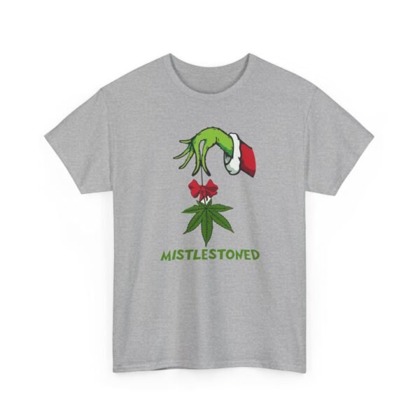 Unisex t-shirt from Twisted Angell with the sarcastic phrase “MistleStoned” printed on the front.