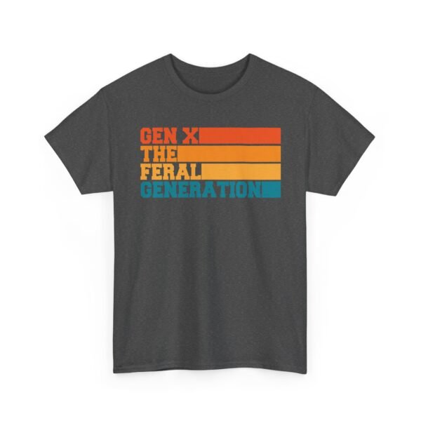 Unisex t-shirt from Twisted Angell with the sarcastic phrase “Gen X The Feral Generation” printed on the front.