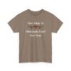 Unisex t-shirt from Twisted Angell with the sarcastic phrase “Most Likely To Hibernate Until New Year” printed on the front.