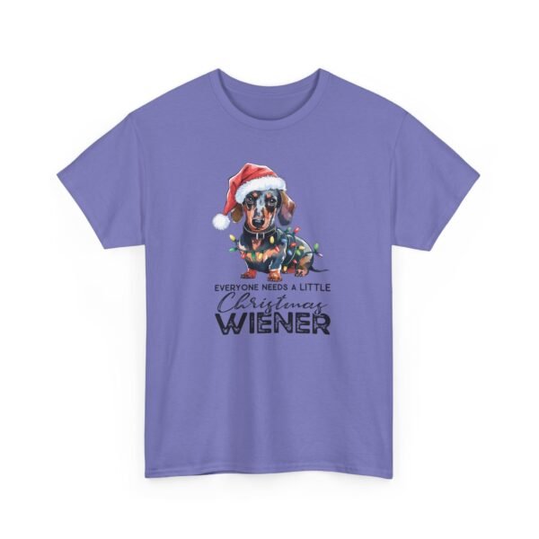 Unisex t-shirt from Twisted Angell with the sarcastic phrase “Everyone Needs A Little Christmas Wiener” printed on the front.