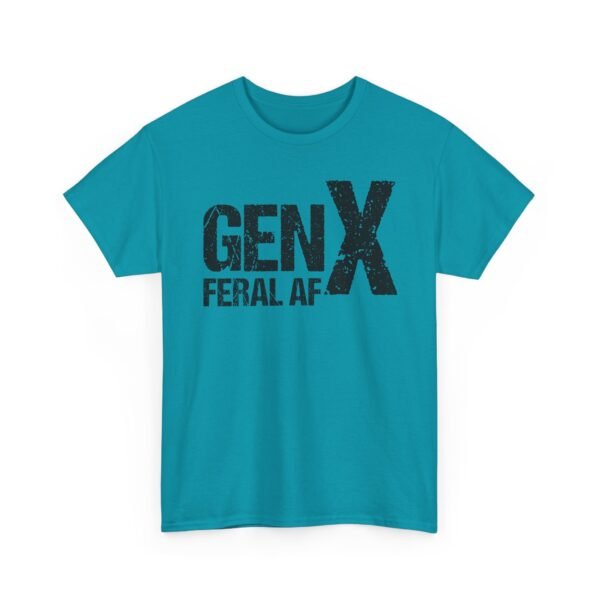 Unisex t-shirt from Twisted Angell with the sarcastic phrase “Gen X Feral AF” printed on the front.