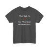 Unisex t-shirt from Twisted Angell with the sarcastic phrase “Most Likely to Say 'Next Year I'll Start Early” printed on the front.