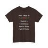 Unisex t-shirt from Twisted Angell with the sarcastic phrase “Most Likely To Watch A Christmas Movie Alone Out Of Spite” printed on the front.