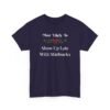 Unisex t-shirt from Twisted Angell with the sarcastic phrase “Most Likely To Show Up Late With Starbucks” printed on the front.