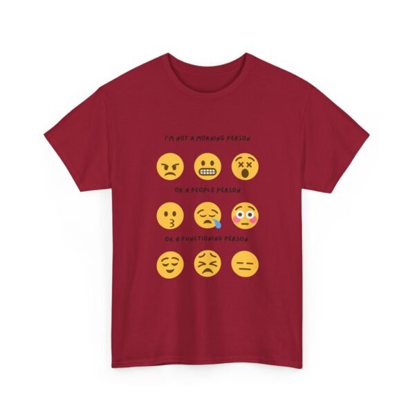Unisex t-shirt from Twisted Angell with the sarcastic phrase “Not A Morning Person Or A People Person Or A Functioning Person” printed on the front.