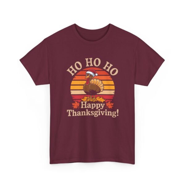 Unisex t-shirt from Twisted Angell with the sarcastic phrase “Ho Ho Ho Happy Thanksgiving” printed on the front.