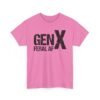 Unisex t-shirt from Twisted Angell with the sarcastic phrase “Gen X Feral AF” printed on the front.