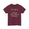 Unisex t-shirt from Twisted Angell with the sarcastic phrase “Most Likely To Be Found Under A Pile of Worksheets” printed on the front.