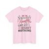 Unisex t-shirt from Twisted Angell with the sarcastic phrase “On The Naughty Naughty List and Regret Nothing” printed on the front.