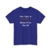 Unisex t-shirt from Twisted Angell with the sarcastic phrase “Most Likely To Blame It On The Elf” printed on the front.