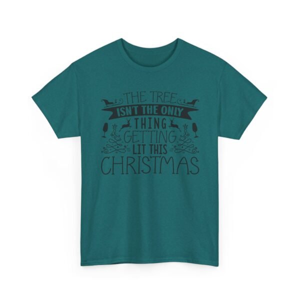 Unisex t-shirt from Twisted Angell with the sarcastic phrase “The Tree Isn't The Only Thing Getting Lit This Christmas” printed on the front.