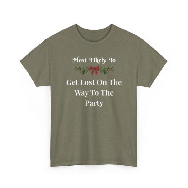 Unisex t-shirt from Twisted Angell with the sarcastic phrase “Most Likely To Get Lost On The Way To The Party” printed on the front.