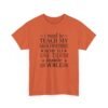 Unisex t-shirt from Twisted Angell with the sarcastic phrase “I Need To Teach My Facial Expressions How To Use Their Inside Voice” printed on the front.